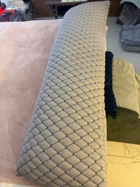 Soft Gray Quilted Body Pillow with Matching Bolster